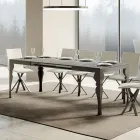 Table Extensible en Bois Mélamine et Piètement en Fer Anthracite - Sassone Viadurini