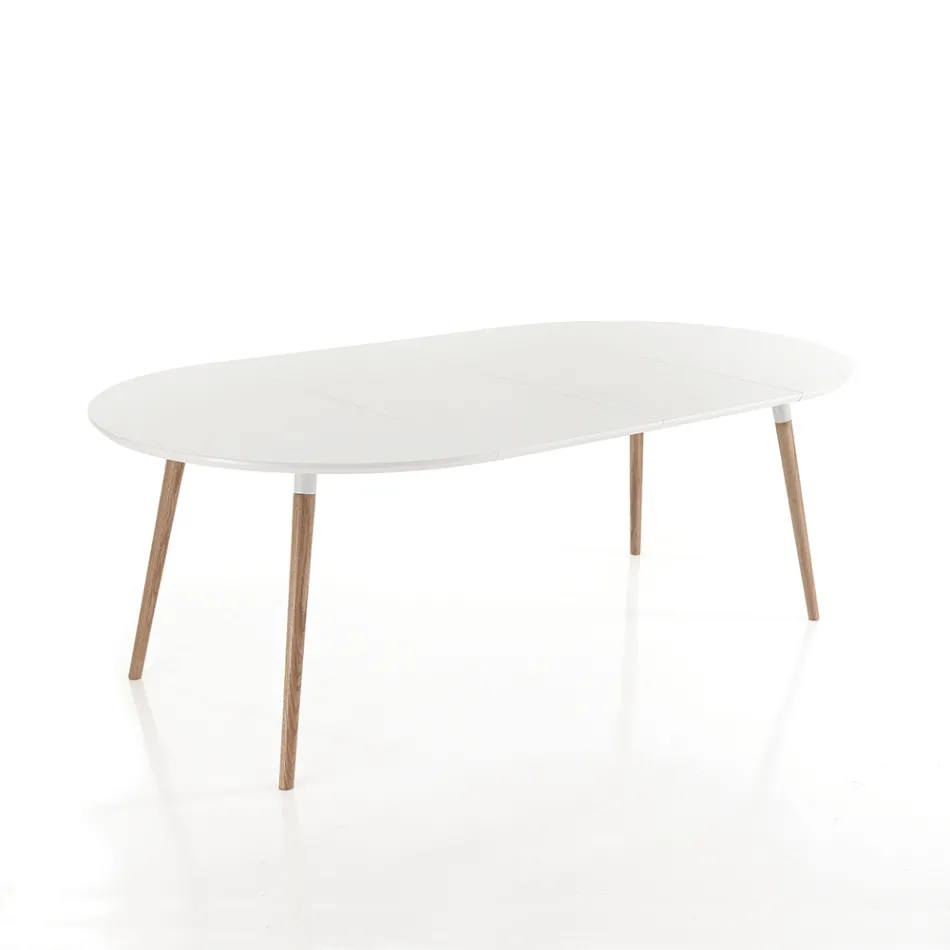 Table de salle à manger extensible en bois, plateau blanc Ian Viadurini