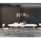 Table de salle à manger extensible en bois, plateau blanc Ian Viadurini