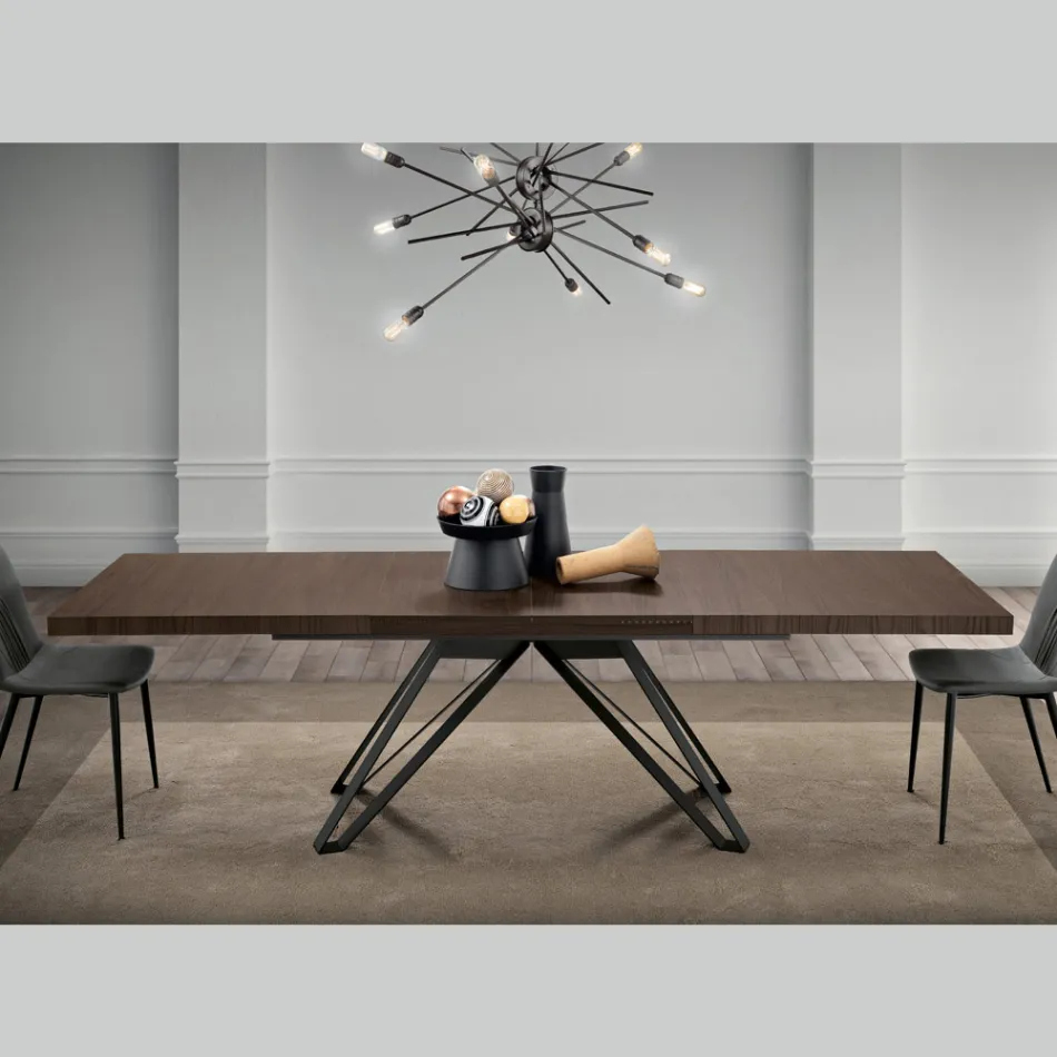 Table pliante extensible en métal et mélamine fabriquée en Italie - Meluso Viadurini
