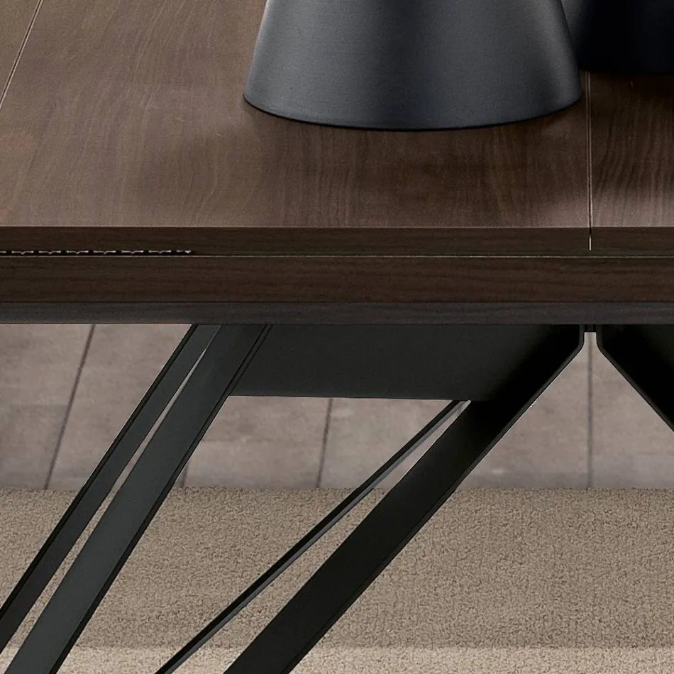 Table pliante extensible en métal et mélamine fabriquée en Italie - Meluso Viadurini