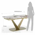 Table extensible en métal et plateau en céramique finition marbre onyx - Marche Viadurini