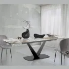 Table extensible en métal et plateau en céramique finition marbre onyx - Marche Viadurini