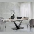 Table extensible en métal et plateau en céramique finition marbre onyx - Marche
