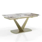Table extensible en métal et plateau en céramique finition marbre onyx - Marche Viadurini