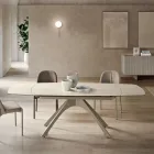 Table extensible en métal avec plateau en grès cérame effet marbre - Vittorio Viadurini