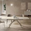 Table extensible en métal avec plateau en grès cérame effet marbre - Vittorio