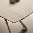 Table extensible en métal avec plateau en grès cérame effet marbre - Vittorio Viadurini