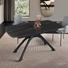 Table extensible en métal avec plateau en grès cérame effet marbre - Vittorio Viadurini