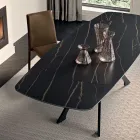 Table extensible en métal avec plateau en grès cérame effet marbre - Vittorio Viadurini