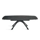 Table extensible en métal avec plateau en grès cérame effet marbre - Vittorio Viadurini