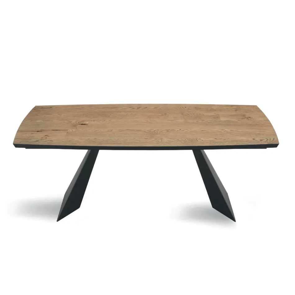 Table extensible en placage chêne et piètement en métal peint - Milo Viadurini