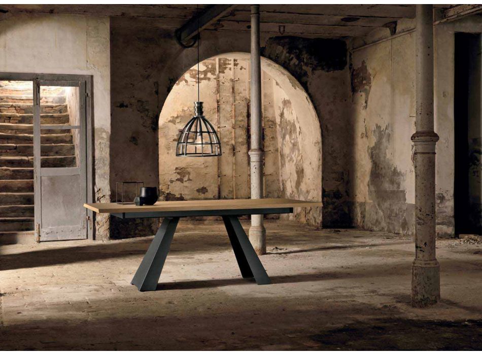 Table d'appoint extensible en chêne Made in Italy - Zerba Viadurini