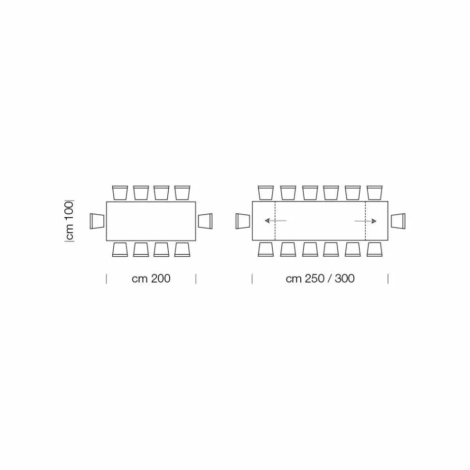 Table extensible moderne 14 places avec plateau en stratifié fabriquée en Italie - Ezzellino Viadurini