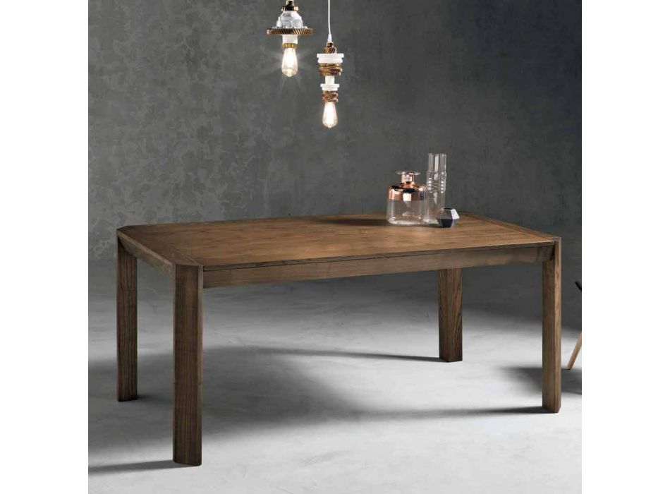 Table extensible moderne avec pieds en trapèze en bois de frêne Parre Viadurini