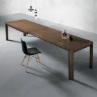 Table extensible moderne avec pieds en trapèze en bois de frêne Parre Viadurini