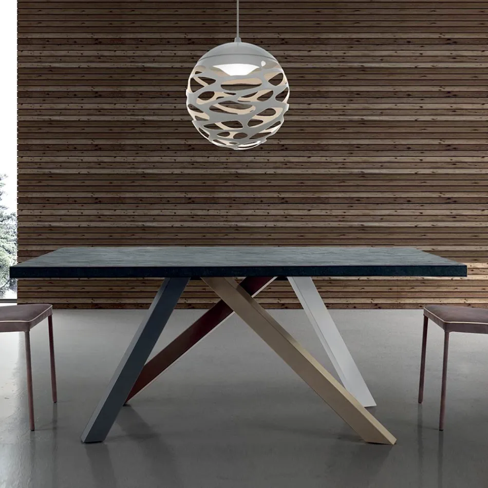 Table extensible moderne avec plateau en bois laminé fabriquée en Italie – Settimmio Viadurini