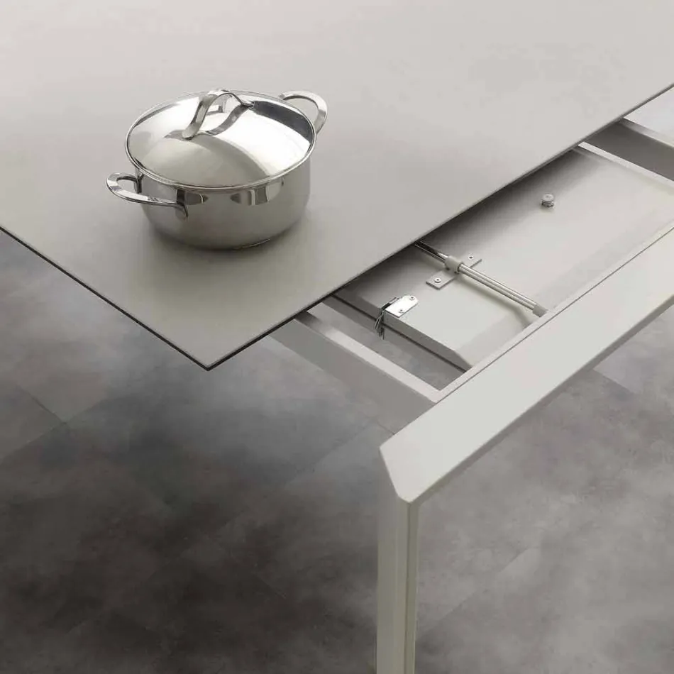 Table extensible moderne avec plateau en verre céramique Filadelfia Viadurini