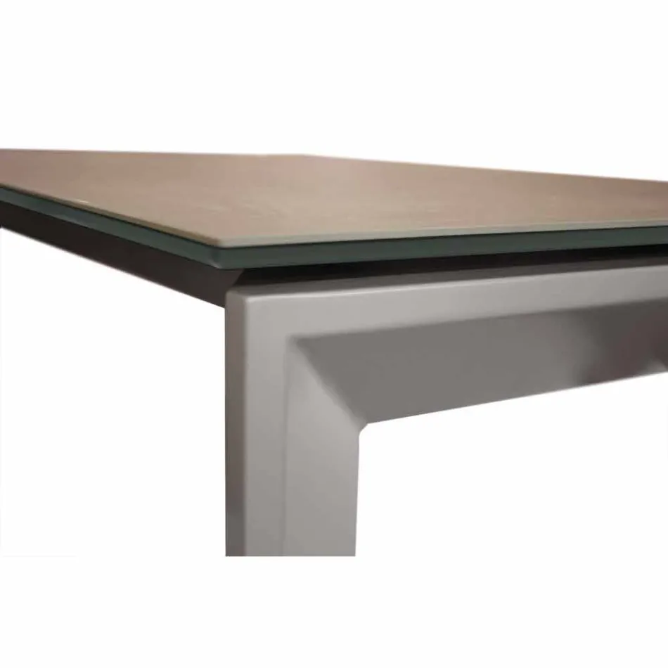 Table extensible moderne avec plateau en verre céramique Filadelfia Viadurini