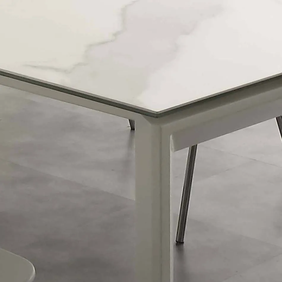 Table extensible moderne avec plateau en verre céramique Filadelfia Viadurini