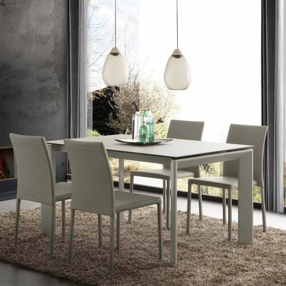 Table extensible moderne avec plateau en verre céramique Filadelfia Viadurini