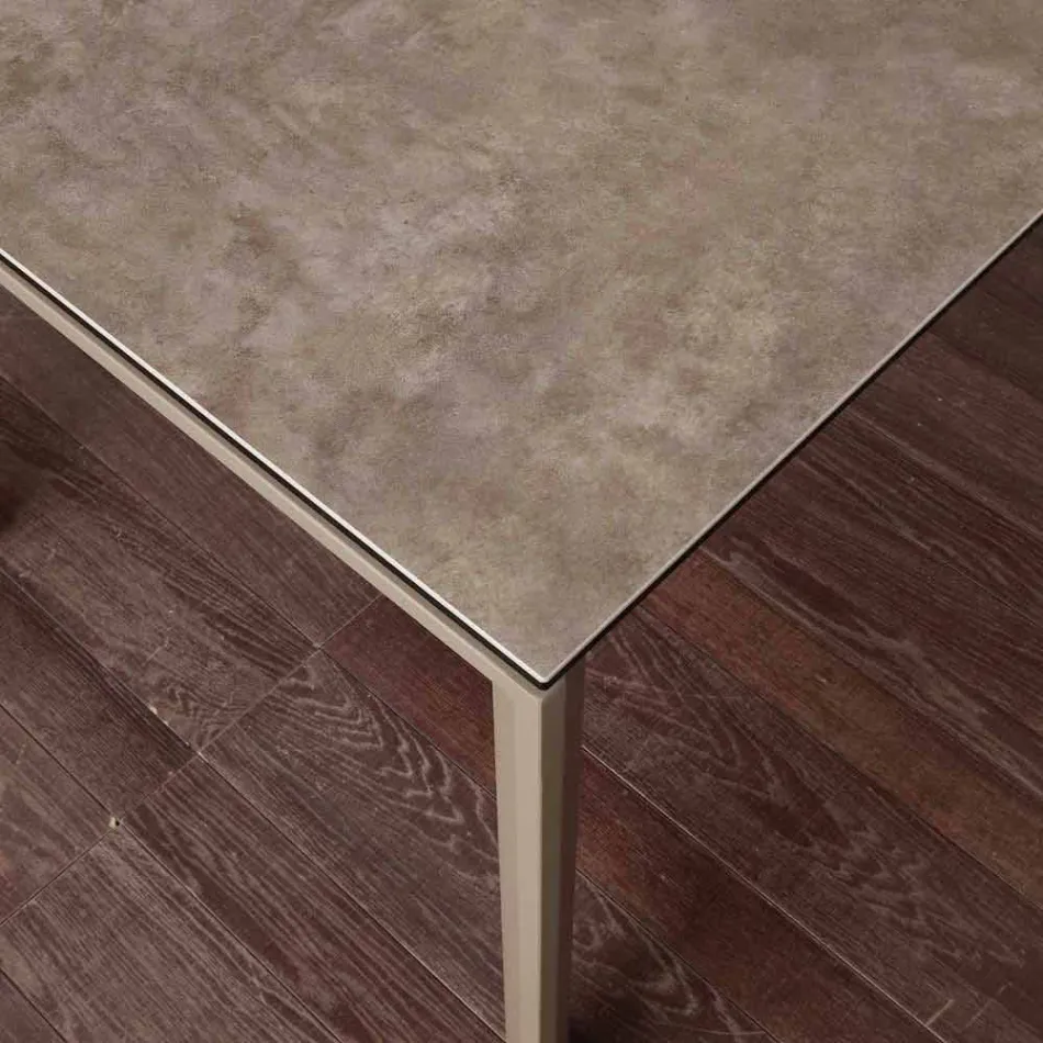 Table extensible moderne avec plateau en verre céramique Filadelfia Viadurini