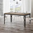 Table extensible moderne en bois de mélamine et dessous en fer - Marella Viadurini