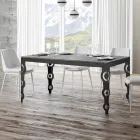 Table extensible moderne en bois de mélamine et dessous en fer - Marella Viadurini