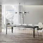 Table extensible moderne en bois de mélamine et dessous en fer - Marella Viadurini