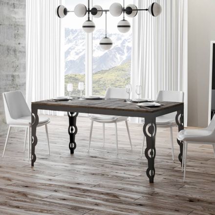Table extensible moderne en bois de mélamine et dessous en fer - Marella Viadurini