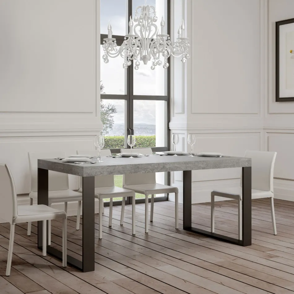 Table extensible moderne en bois mélaminé fabriquée en Italie - Badesi Viadurini