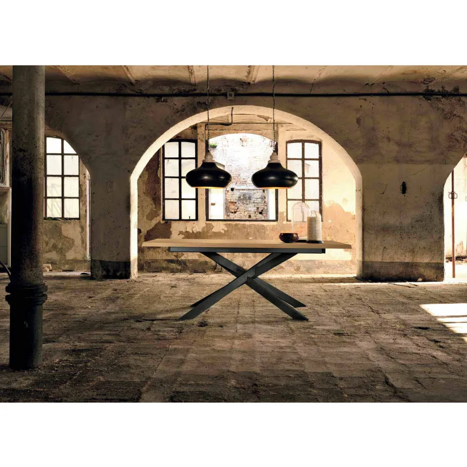 Table à rallonge moderne en bois de chêne fabriqué en Italie - Oncino Viadurini