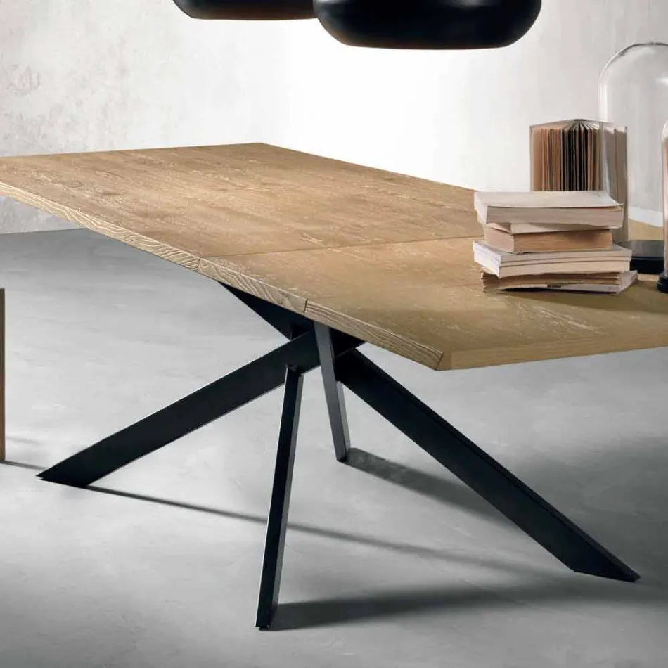 Table à rallonge moderne en bois de chêne fabriqué en Italie - Oncino Viadurini