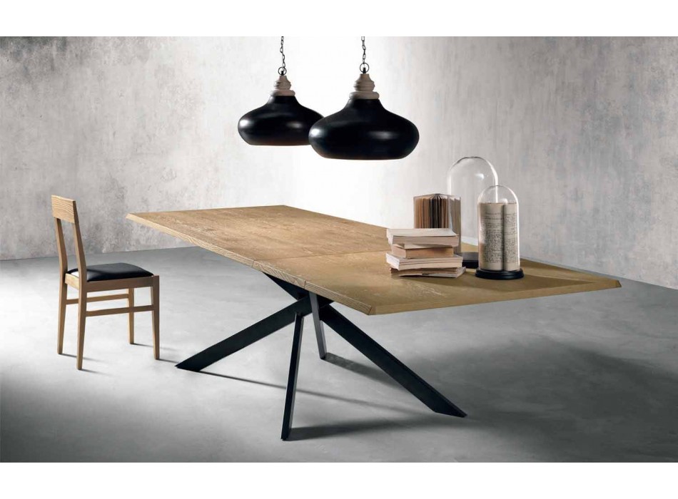Table à rallonge moderne en bois de chêne fabriqué en Italie - Oncino Viadurini