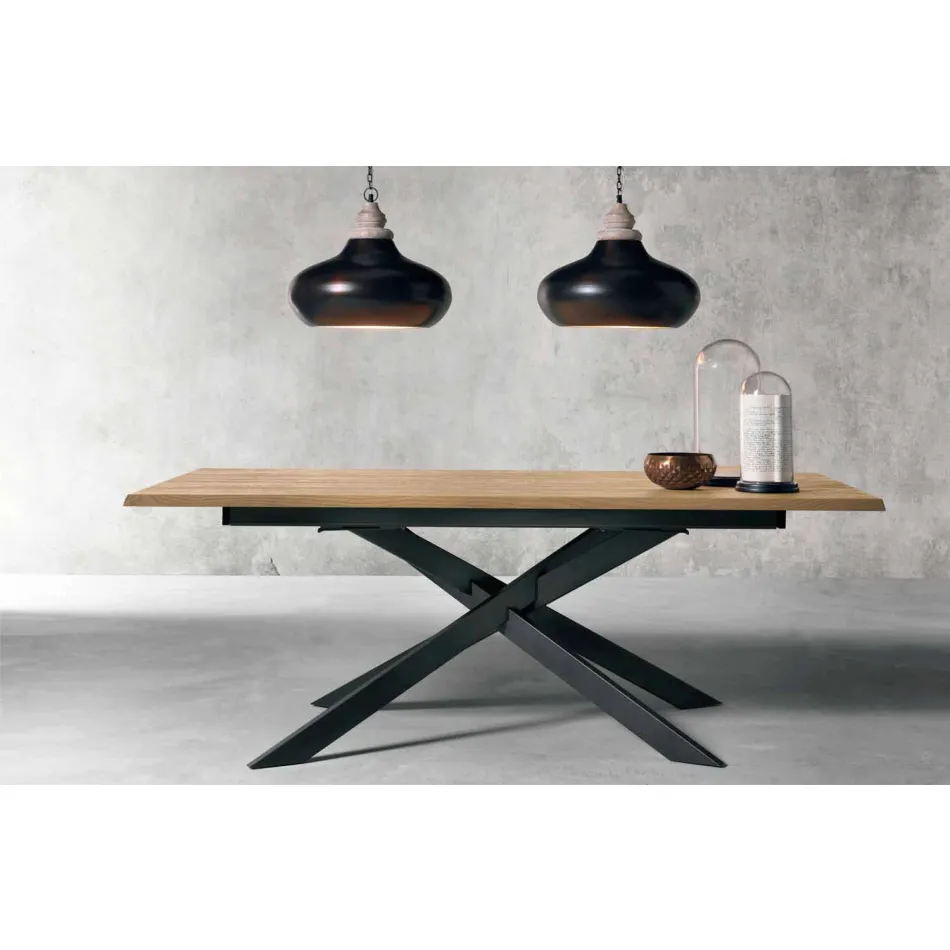 Table à rallonge moderne en bois de chêne fabriqué en Italie - Oncino Viadurini