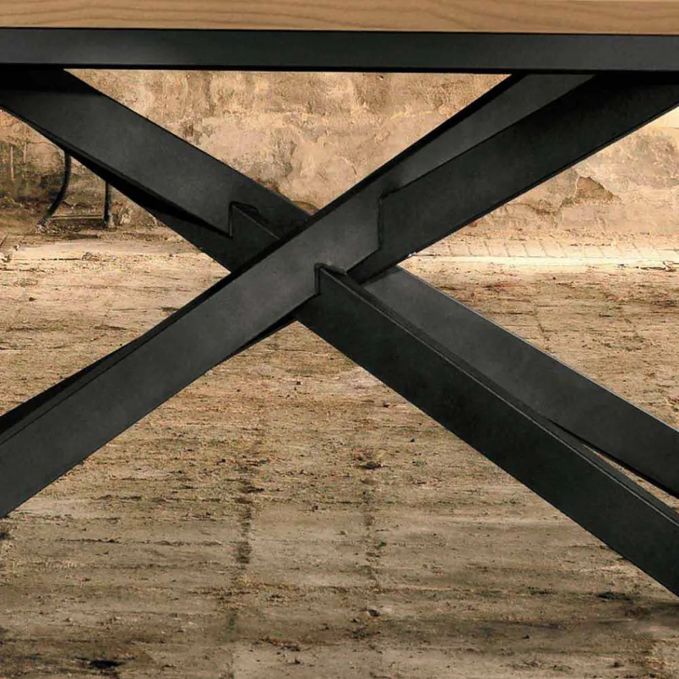 Table à rallonge moderne en bois de chêne fabriqué en Italie - Oncino Viadurini