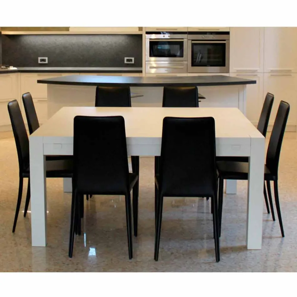 Table à rallonge moderne en bois de chêne massif, 160x160cm, Jacob Viadurini