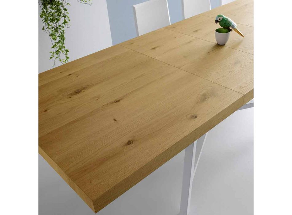 Table extensible moderne, plateau en bois massif - Tricerro Viadurini