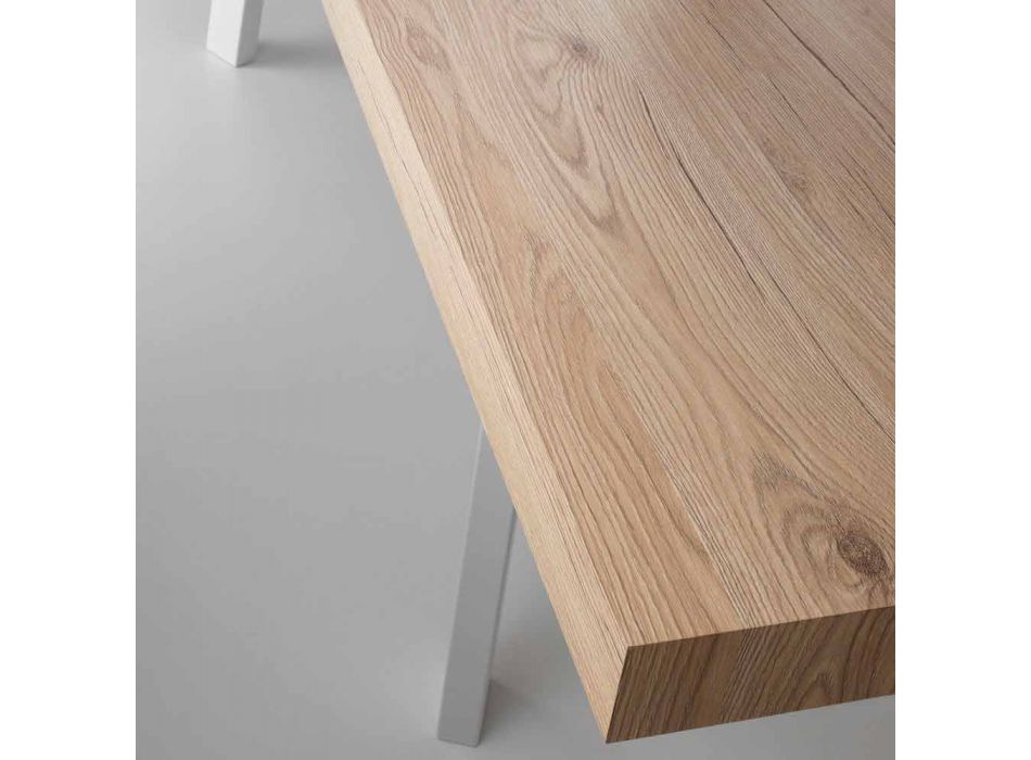 Table extensible moderne, plateau en bois massif - Tricerro Viadurini