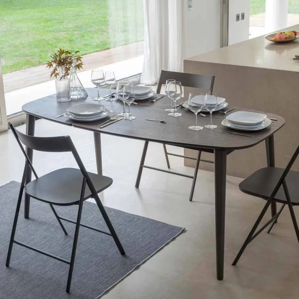 Table à manger extensible en bois plaqué jusqu'à 170 cm - Nutello Viadurini