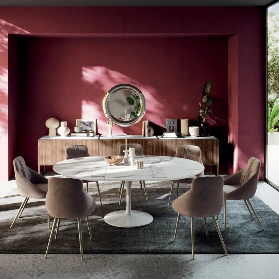 Table de salon ronde extensible en stratifié fabriquée en Italie - Dollars Viadurini