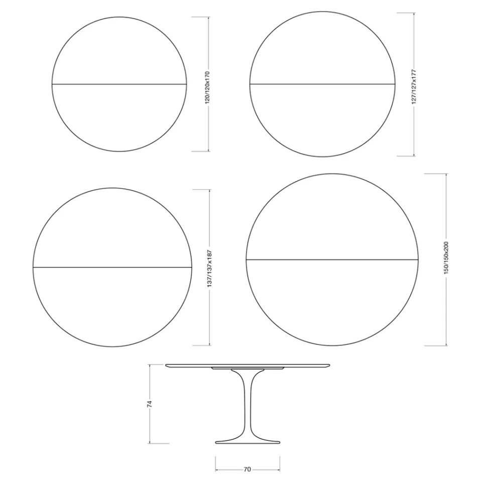 Table extensible Tulip de Saarinen, hauteur 74 cm, en céramique Florim blanc brillant - Écarlate Viadurini
