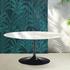 Table extensible Tulip de Saarinen, hauteur 74 cm, en céramique brillante Florim Calacatta Gold - Écarlate Viadurini