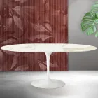 Table extensible Tulip de Saarinen, hauteur 74 cm, en céramique mate Florim Calacatta Gold - Écarlate Viadurini