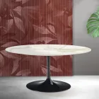 Table extensible Tulip de Saarinen, hauteur 74 cm, en céramique mate Florim Calacatta Gold - Écarlate Viadurini