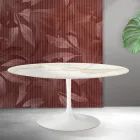 Table extensible Tulip de Saarinen, hauteur 74 cm, en céramique mate Florim Calacatta Gold - Écarlate Viadurini