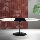Table extensible Tulip de Saarinen, hauteur 74 cm, en céramique mate Florim Statuario - Écarlate Viadurini
