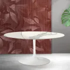 Table extensible Tulip de Saarinen, hauteur 74 cm, en céramique mate Florim Statuario - Écarlate Viadurini