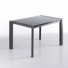 Table extensible gris en verre trempé métal peint et Zeno Viadurini
