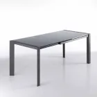 Table extensible gris en verre trempé métal peint et Zeno Viadurini